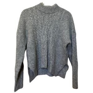 Abercrombie Cable Knit Mock Neck Sweater - Grey - Size Small